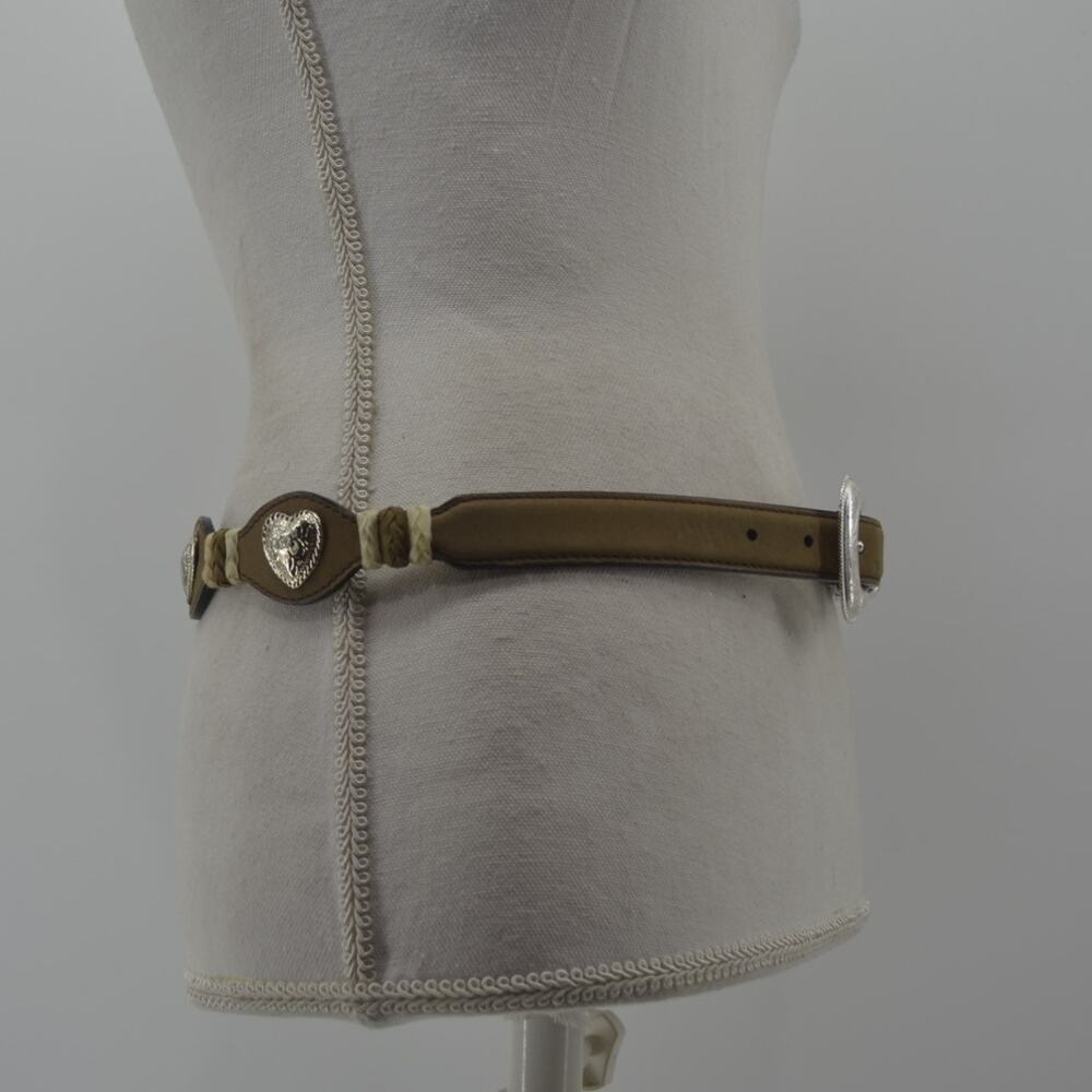 3D Western Brown Leather Belt Cowgirl Size 32 Heart Conchos - Picture 8 of 11